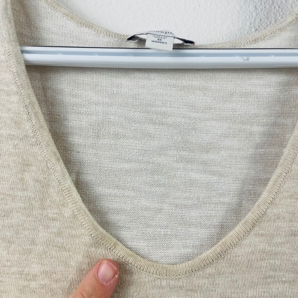 Pure Jill 3X Cotton LS V-Neck Tunic Top Shirt Pockets Cinch Sweater Neutral 3X - Picture 5 of 10